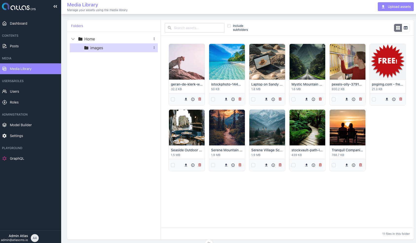 Media Library overview with folders and asset grid